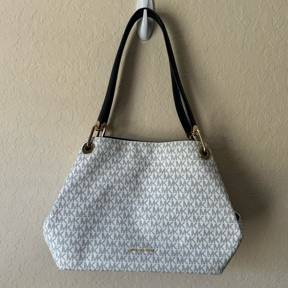 Michael Kors | Women's Leather Raven Large Tote Shoulder Bag Blue Pearl Gray